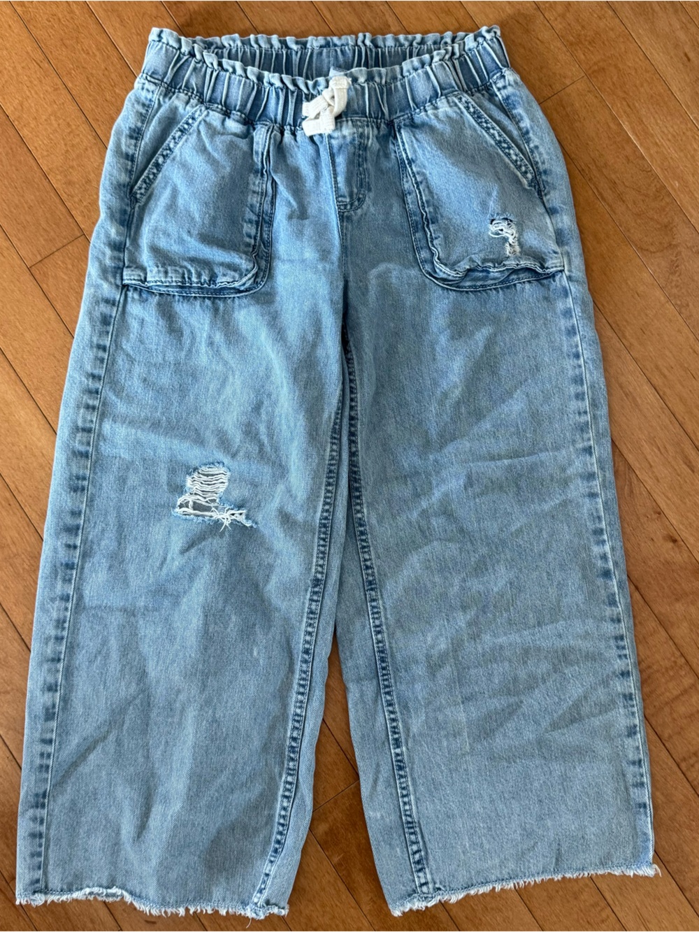 LIMITED TOO Size Large 12/14 Girls Wide Legged Distressed Pull On Jeans